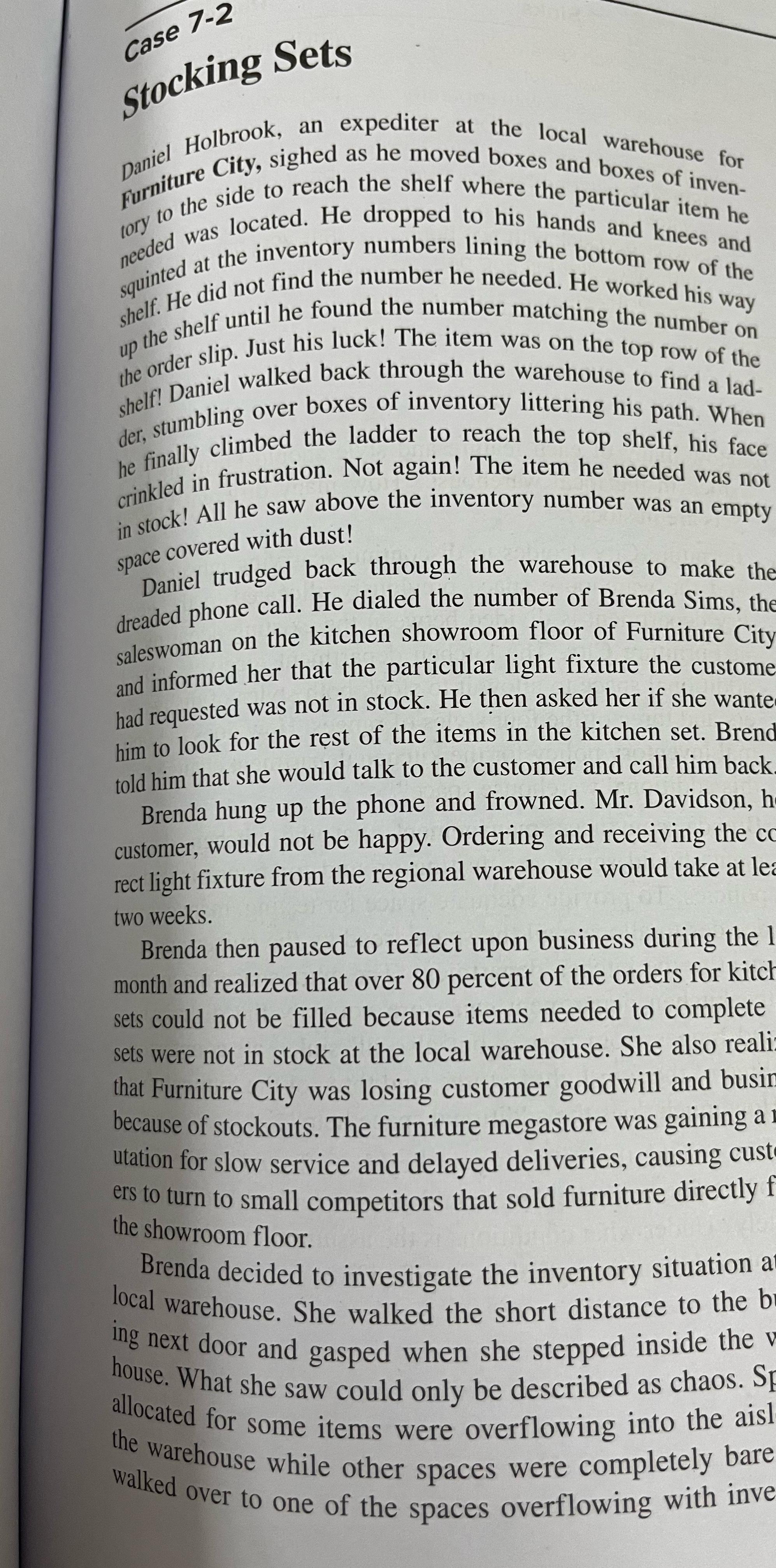  case ?7-2 stocking Sets paniel Holbrook, an expediter at the local