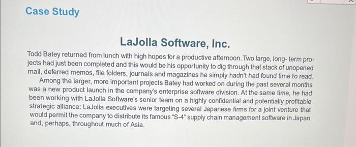 LaJolla Software, Inc. Todd Batey returned from lunch with high hopes
