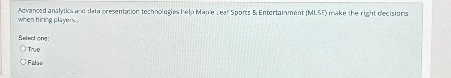  Advanced analytics and data presentation technologies help Maple Leaf Sports &