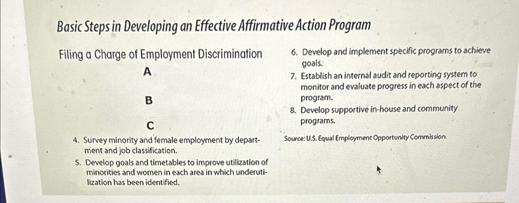  Basic Steps in Developing an Effective Affirmative Action Program Filing a