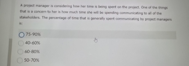  A project manager is considering how her time is being spent