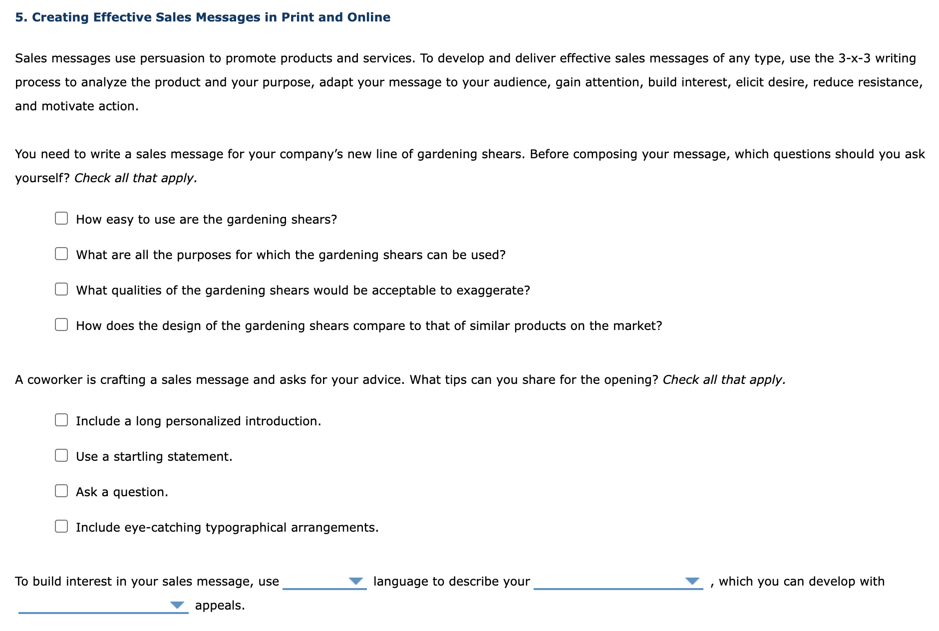 fill in the blank options: use (flowery, complex, or simple) language your