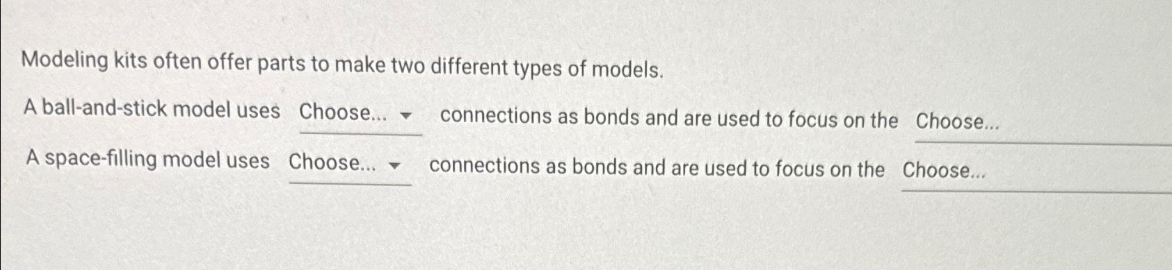  Modeling kits often offer parts to make two different types of