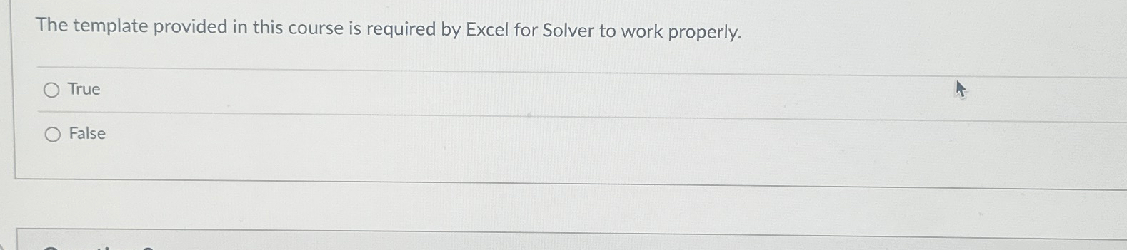  The template provided in this course is required by Excel for