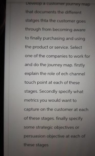  Vevetop a customer journey map that documents the different statges thita