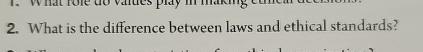  What is the difference between laws and ethical standards? 