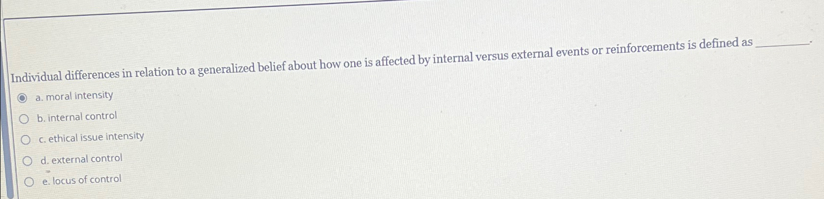  Individual differences in relation to a generalized belief about how one