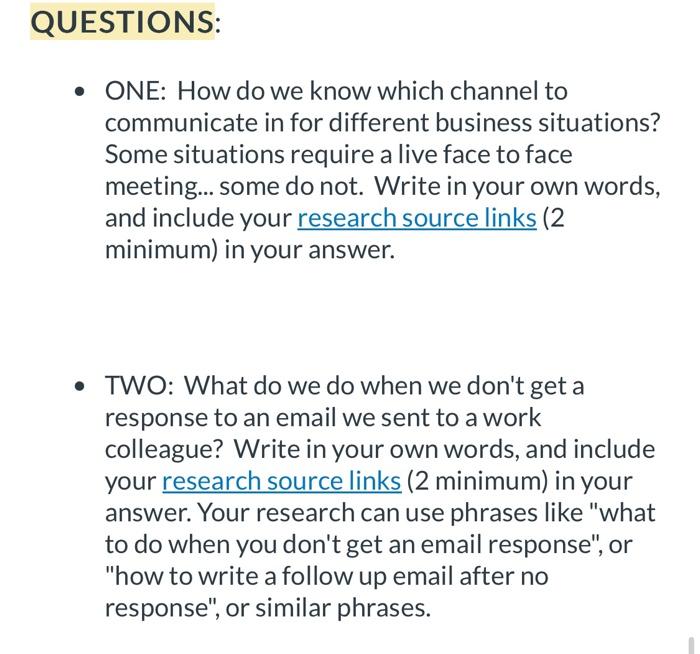  - ONE: How do we know which channel to communicate in