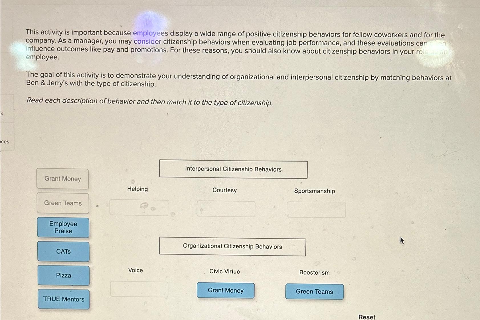  This activity is important because employees display a wide range of