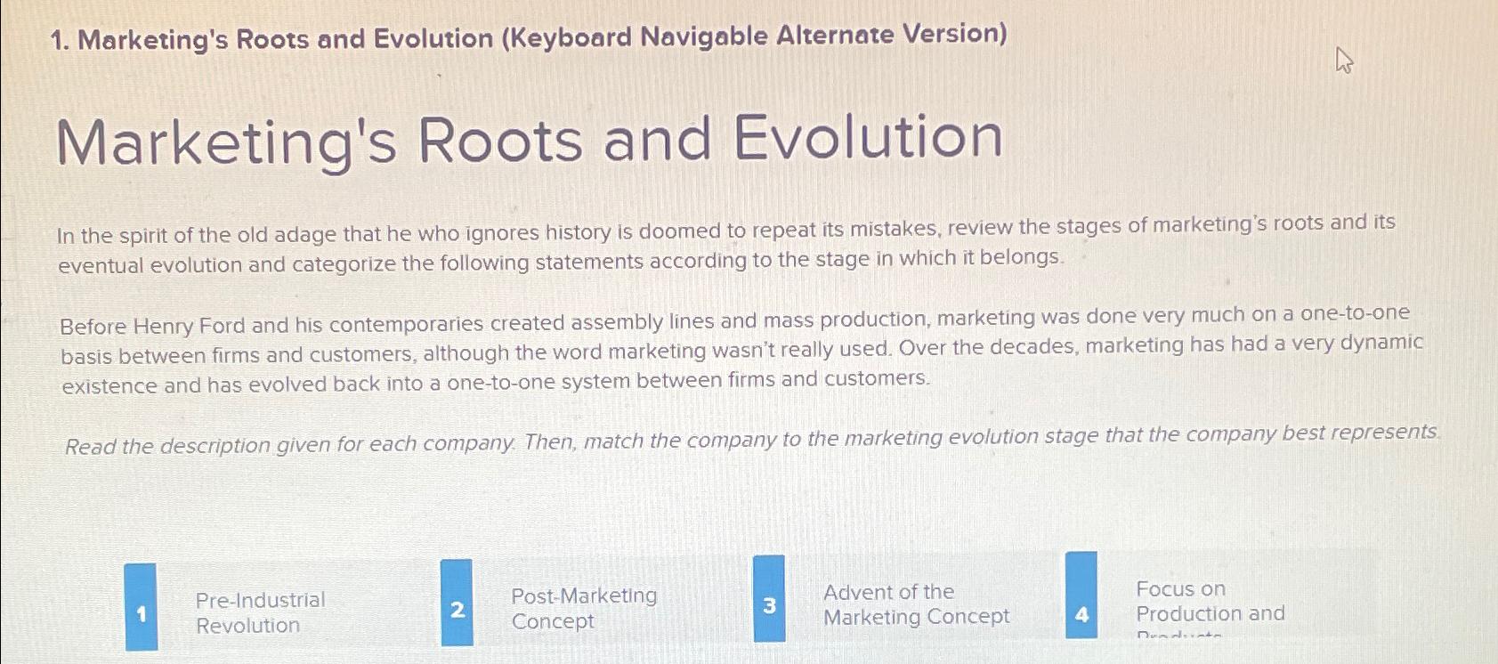 Marketing's Roots and Evolution (Keyboard Navigable Alternate Version) Marketing's Roots and