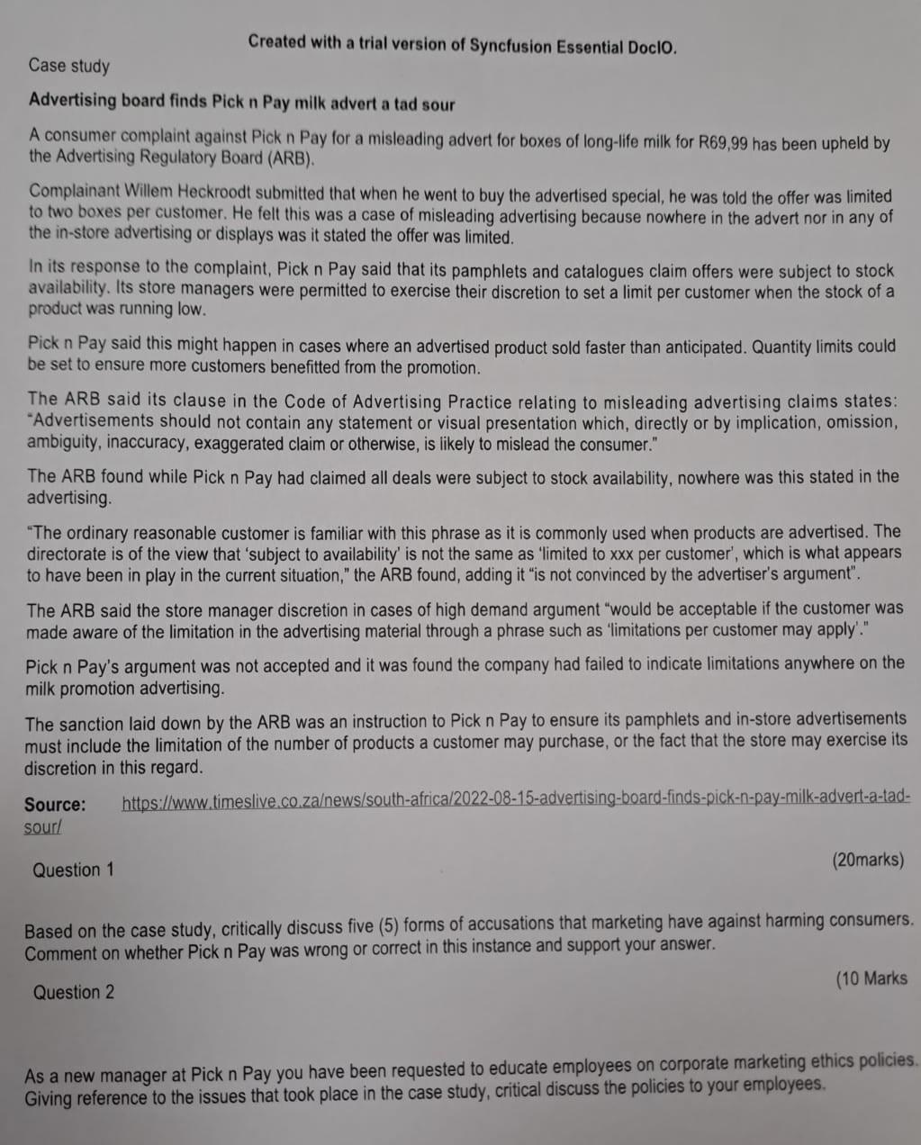  please assist with the answer Created with a trial version of