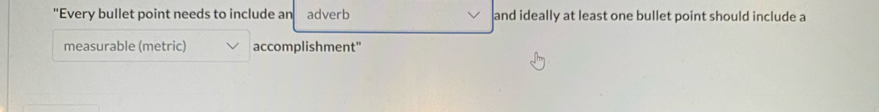  "Every bullet point needs to include al and ideally at least