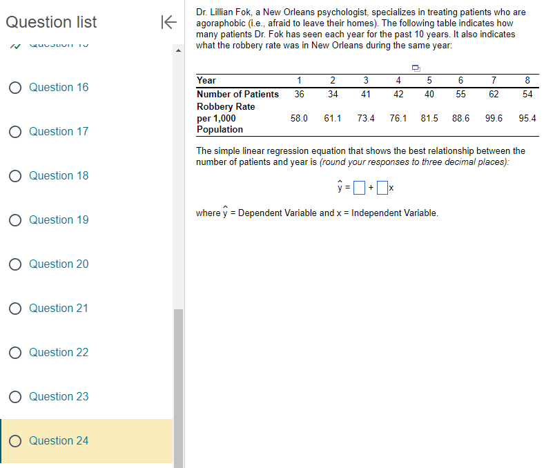  estion list Question 16 Question 17 Question 18 Question 19 Question