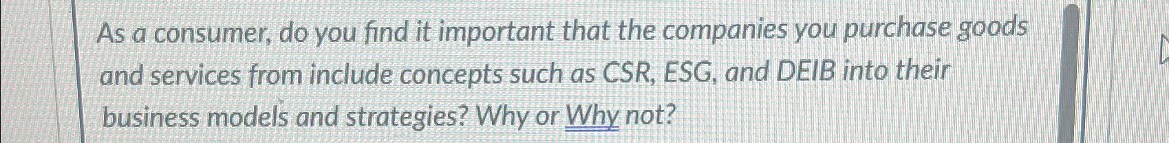  As a consumer, do you find it important that the companies