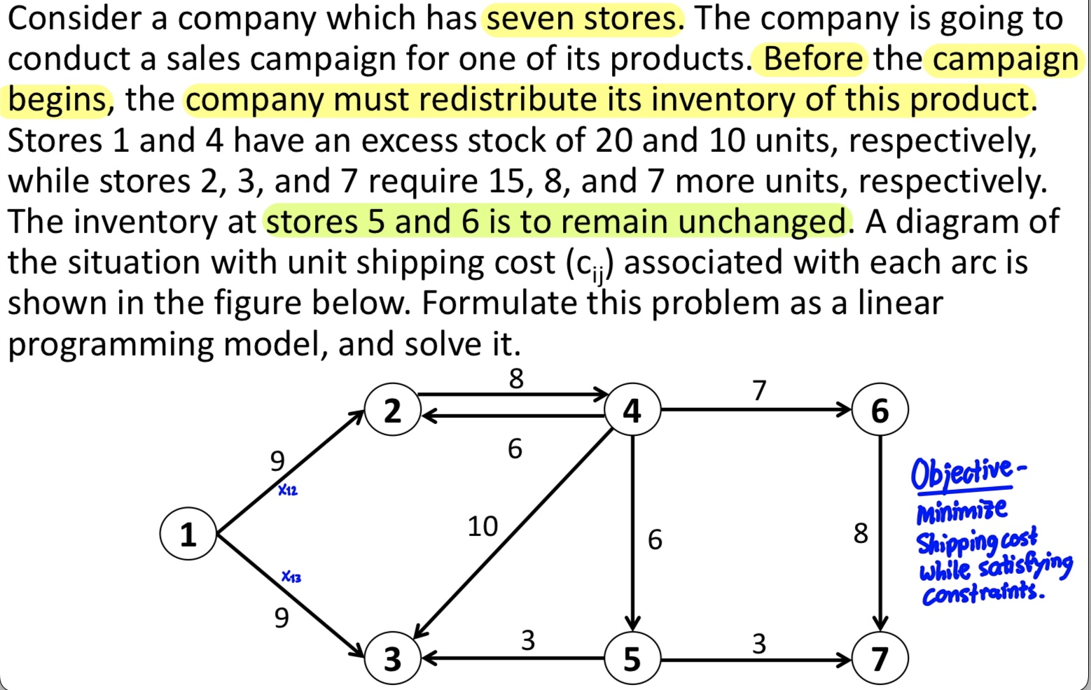 Please show the mathematical Formulation (decision variable, objective function, constraints) for this