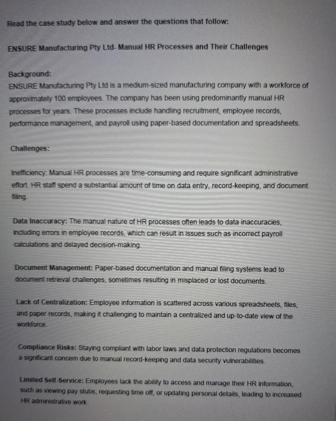 Read the case study below and answer the questions that follow: