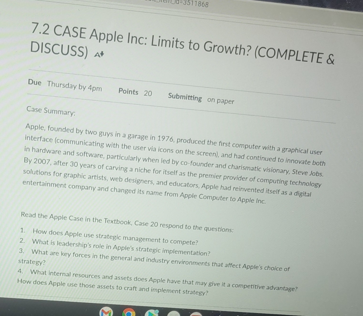  7.2 CASE Apple Inc: Limits to Growth? (COMPLETE & DISCUSS) at