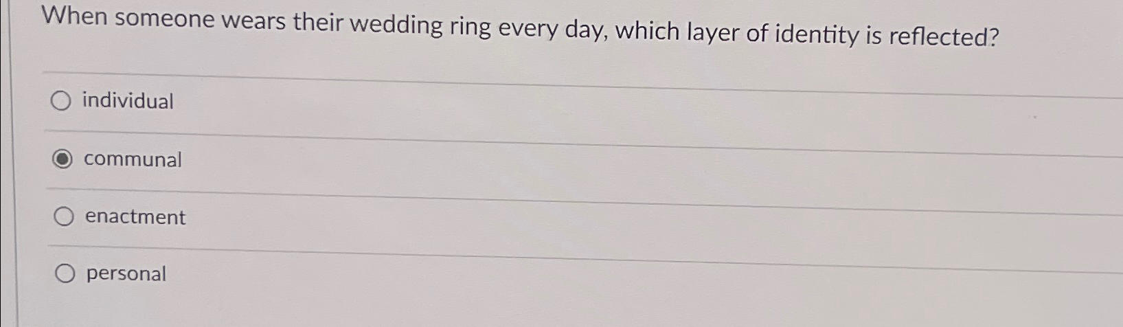  When someone wears their wedding ring every day, which layer of