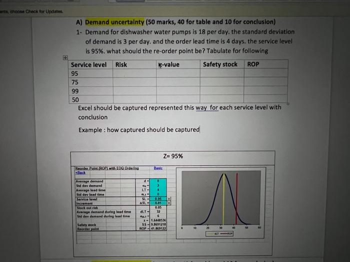 please add captured excel sheet each value for each service value represntibg