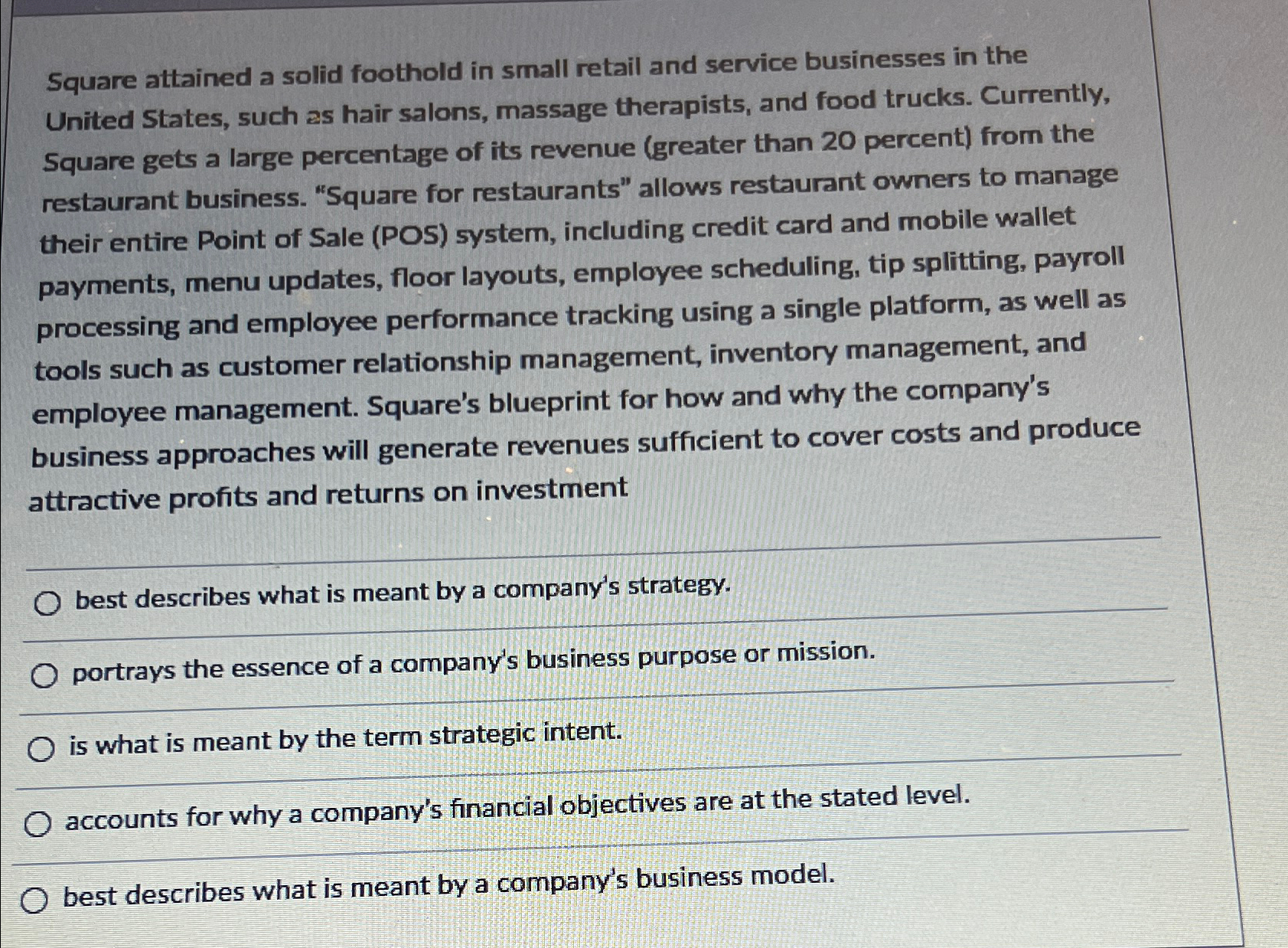  Square attained a solid foothold in small retail and service businesses