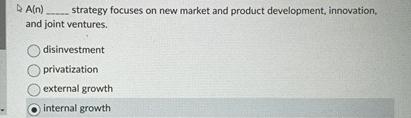  DA(n), strategy focuses on new market and product development, innovation, and