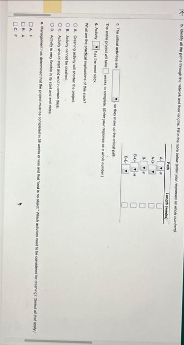 table below (enter your responses as whole numbors). c. The critical activises