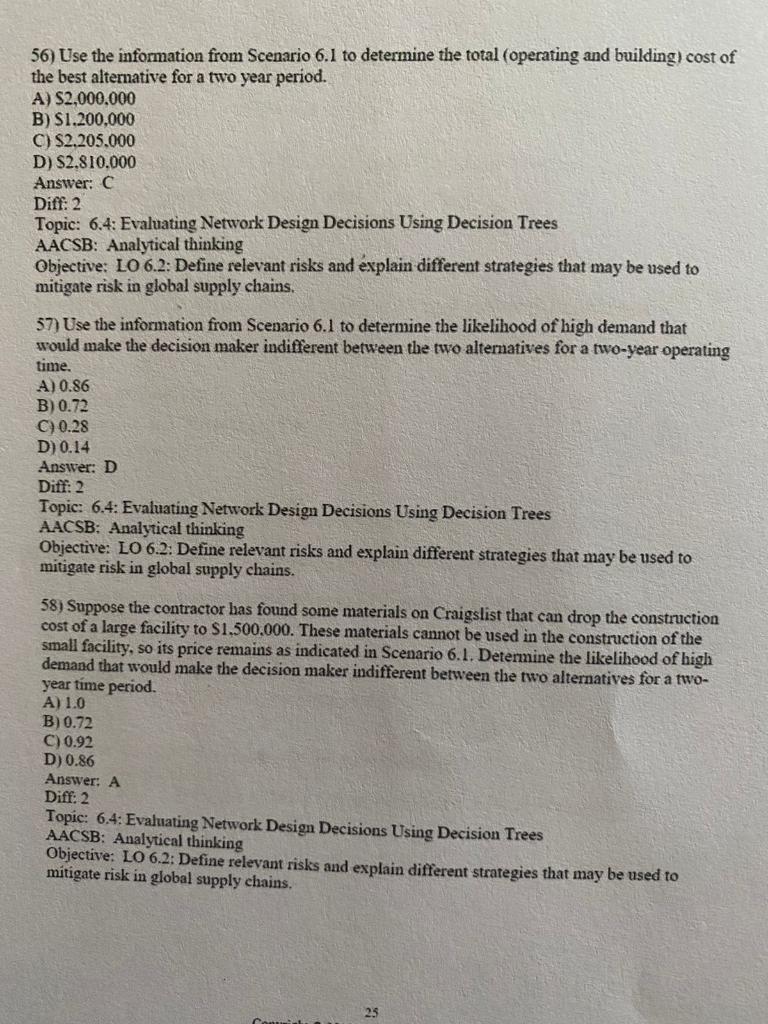  please show calculations in steps 56) Use the information from Scenario