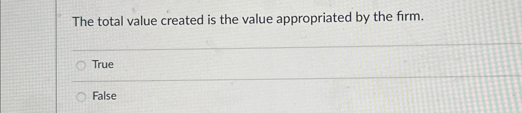  The total value created is the value appropriated by the firm.