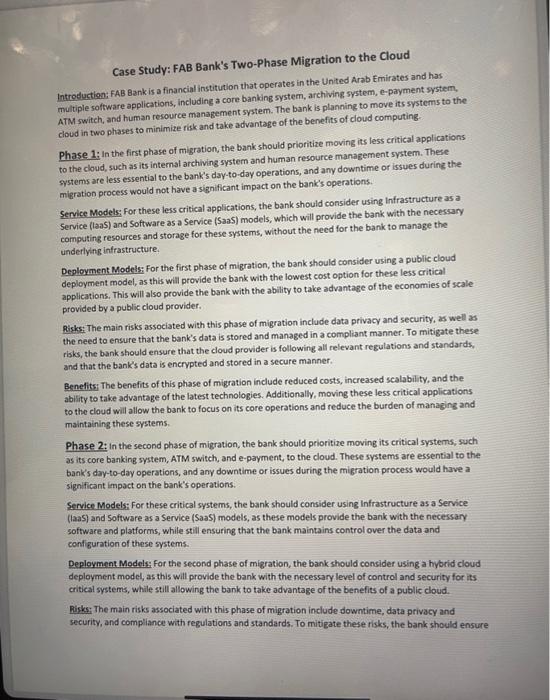  Case Study: FAB Bank's Two-Phase Migration to the Cloud Introduction; FAB