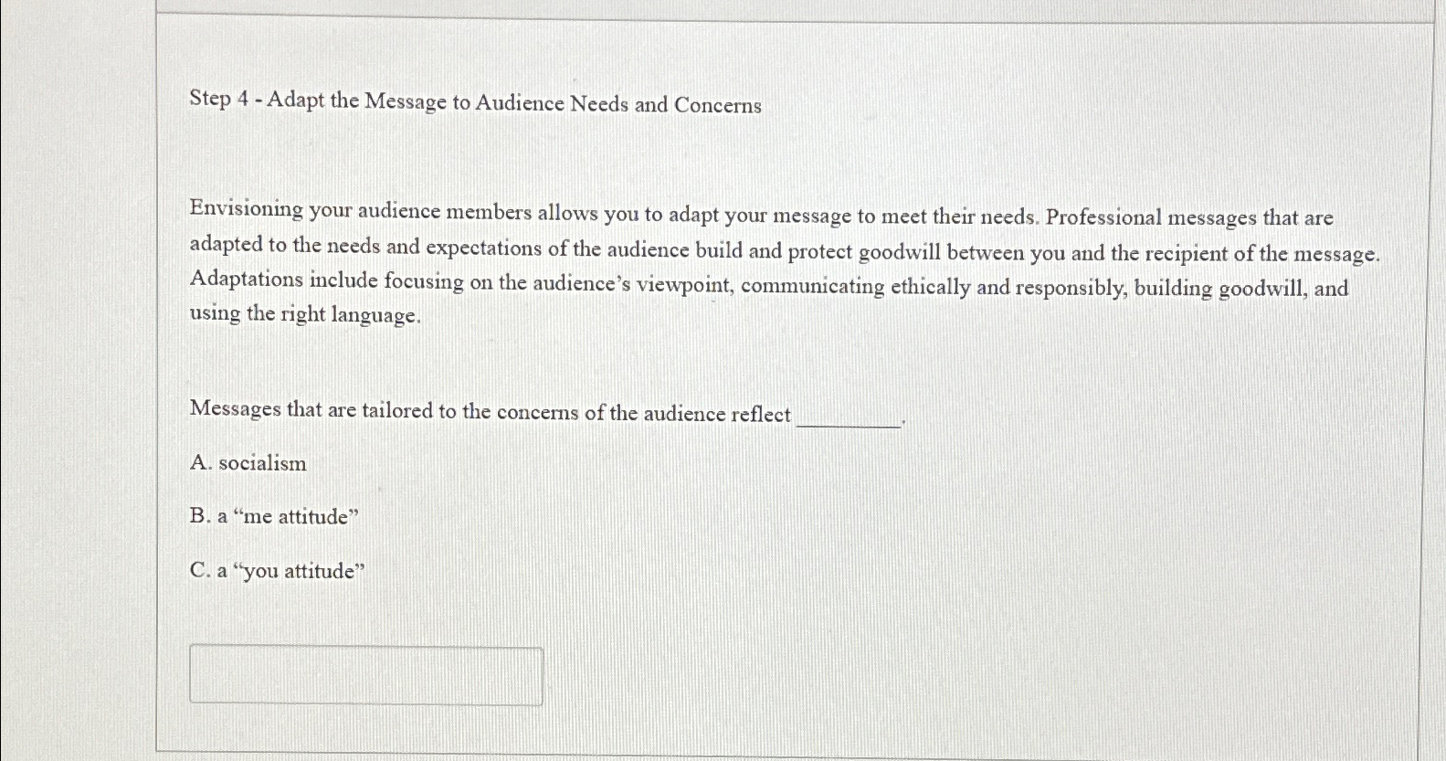  Step 4- Adapt the Message to Audience Needs and Concerns Envisioning