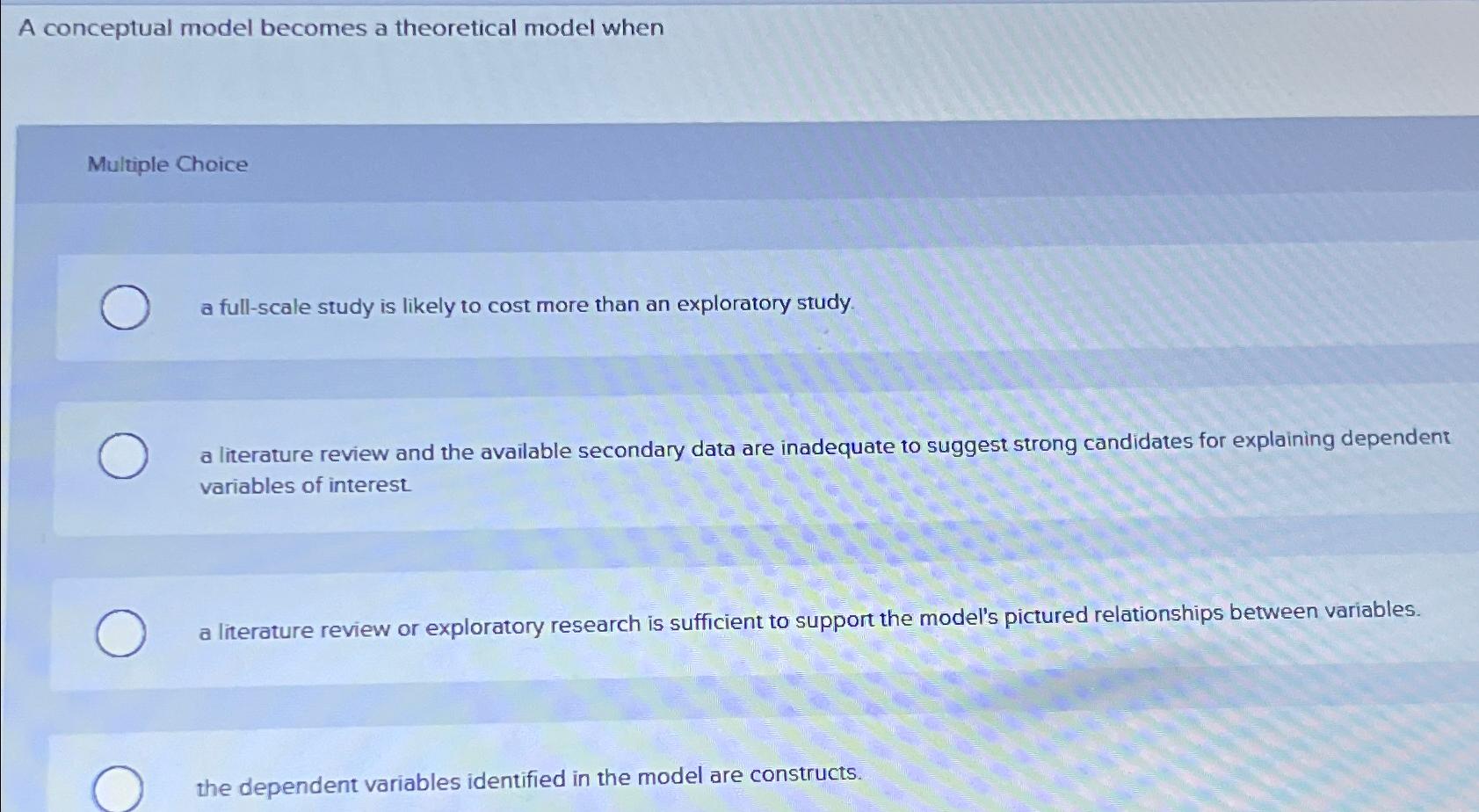  A conceptual model becomes a theoretical model when Multiple Choice a