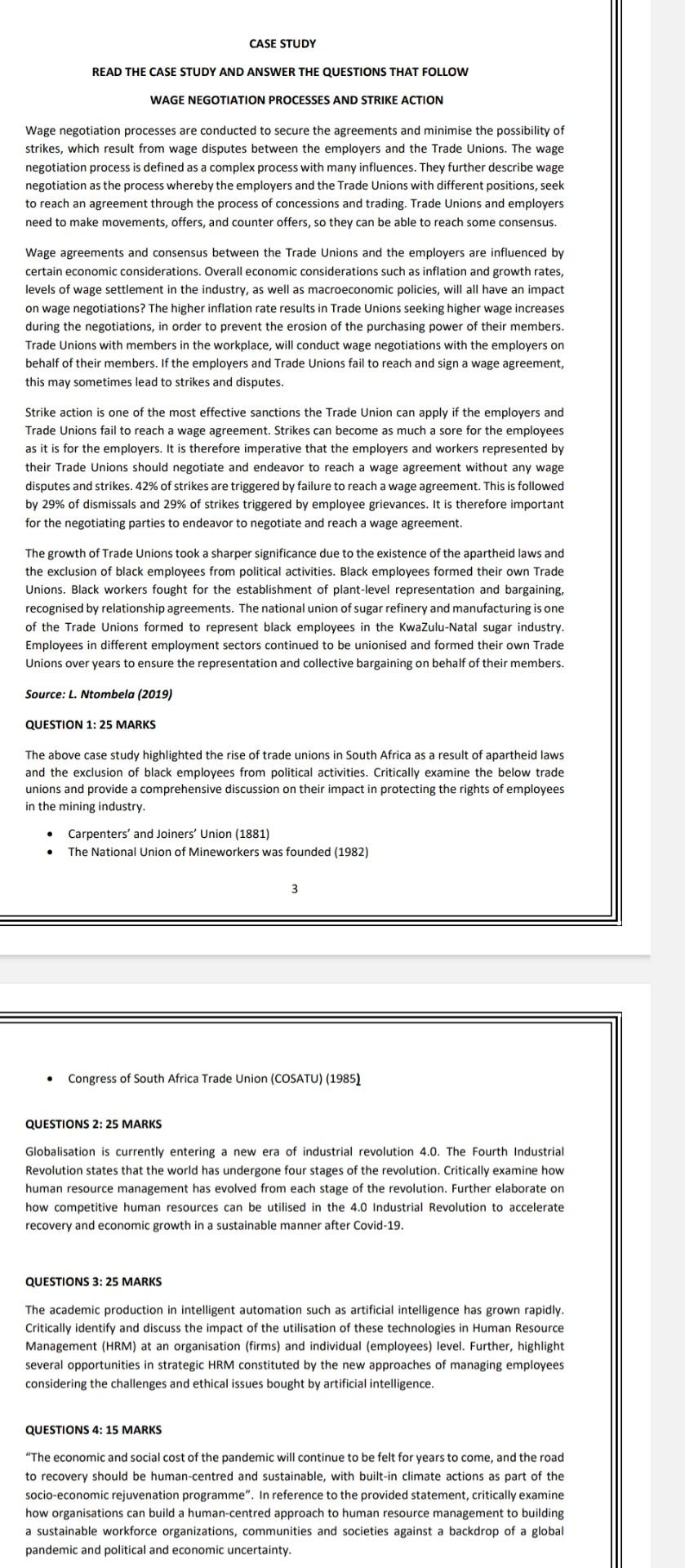 Answer all Questions from Question 1 to 4 CASE STUDY READ