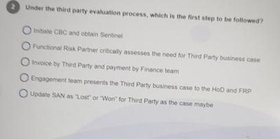  Under the third parfy evaluation process, which is the first step
