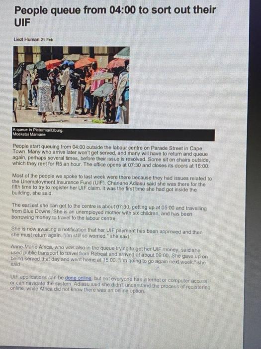  This is a newspaper article i needMonthly overviewsummary Identify stakeholders employement