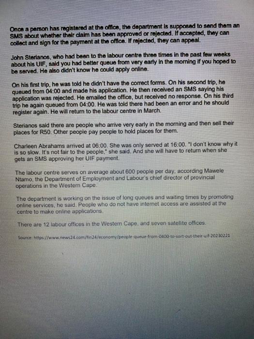 laws Issues Advises/solution References People queue from 04:00 to sort out their