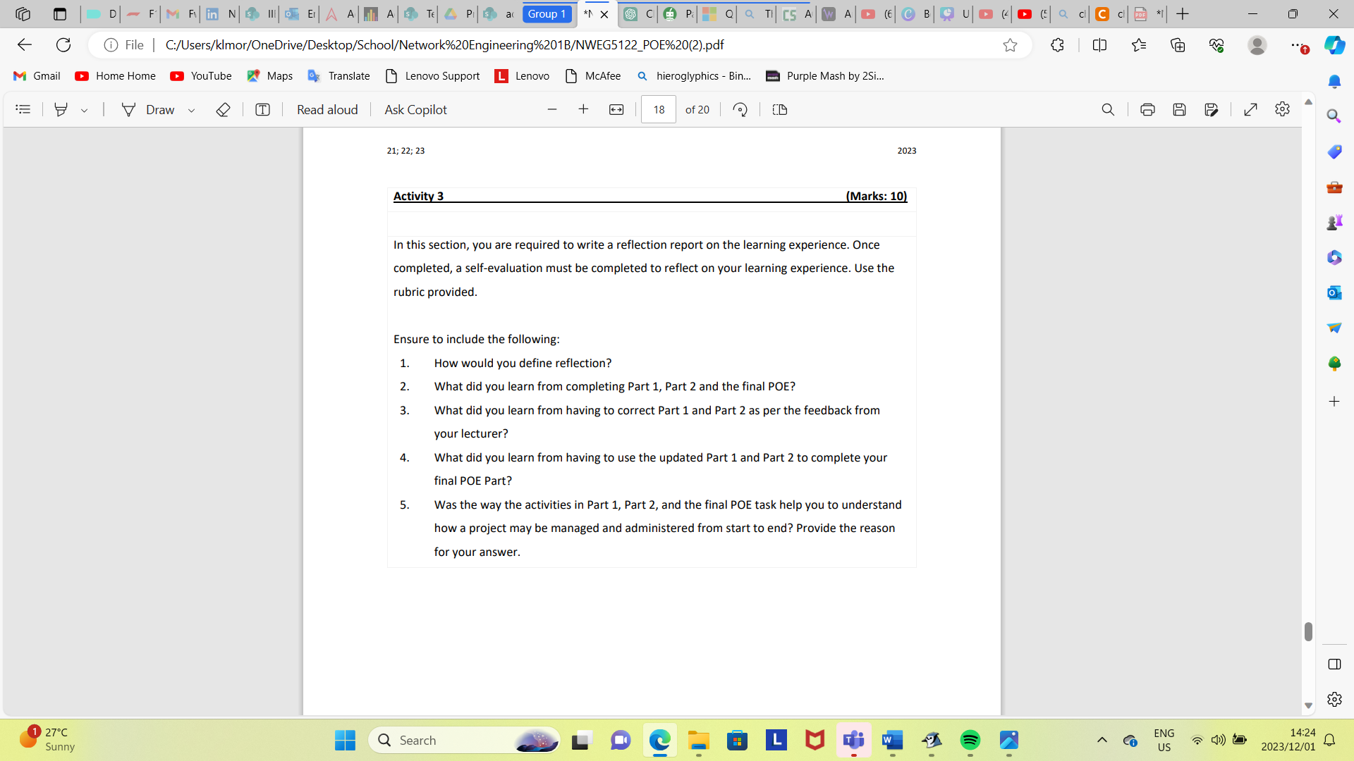  Activity 3 (Marks: 10) In this section, you are required to