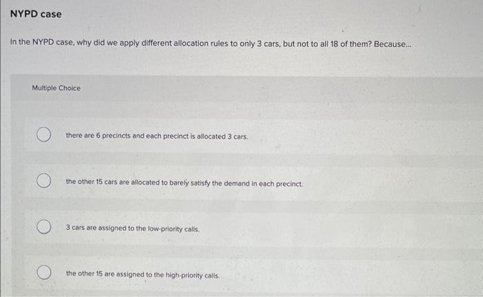  In the NYPD case, why did we apply different allocation rules