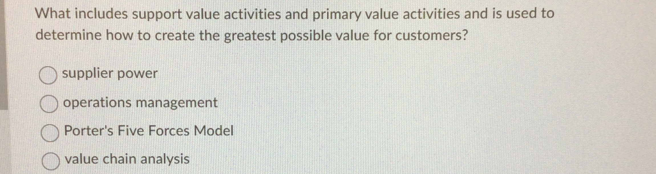  What includes support value activities and primary value activities and is