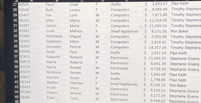 Sale from each department. Start your Criteria range in cell A1. 15.