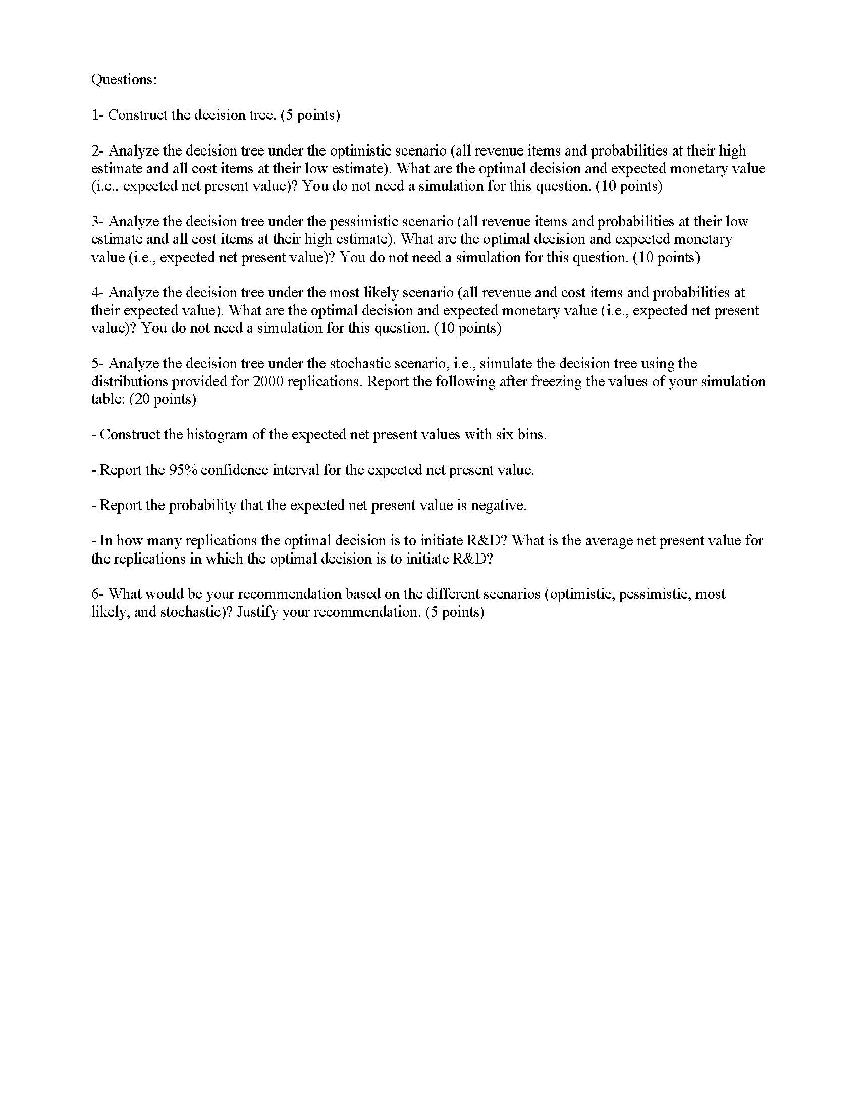 It needed to be solved in an Excel file RESEARCH AND DEVELOPMENT