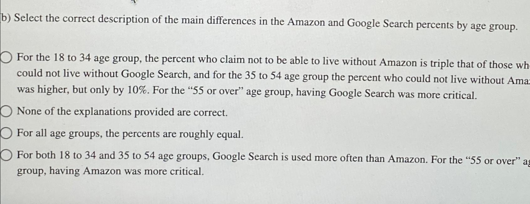  b) Select the correct description of the main differences in the