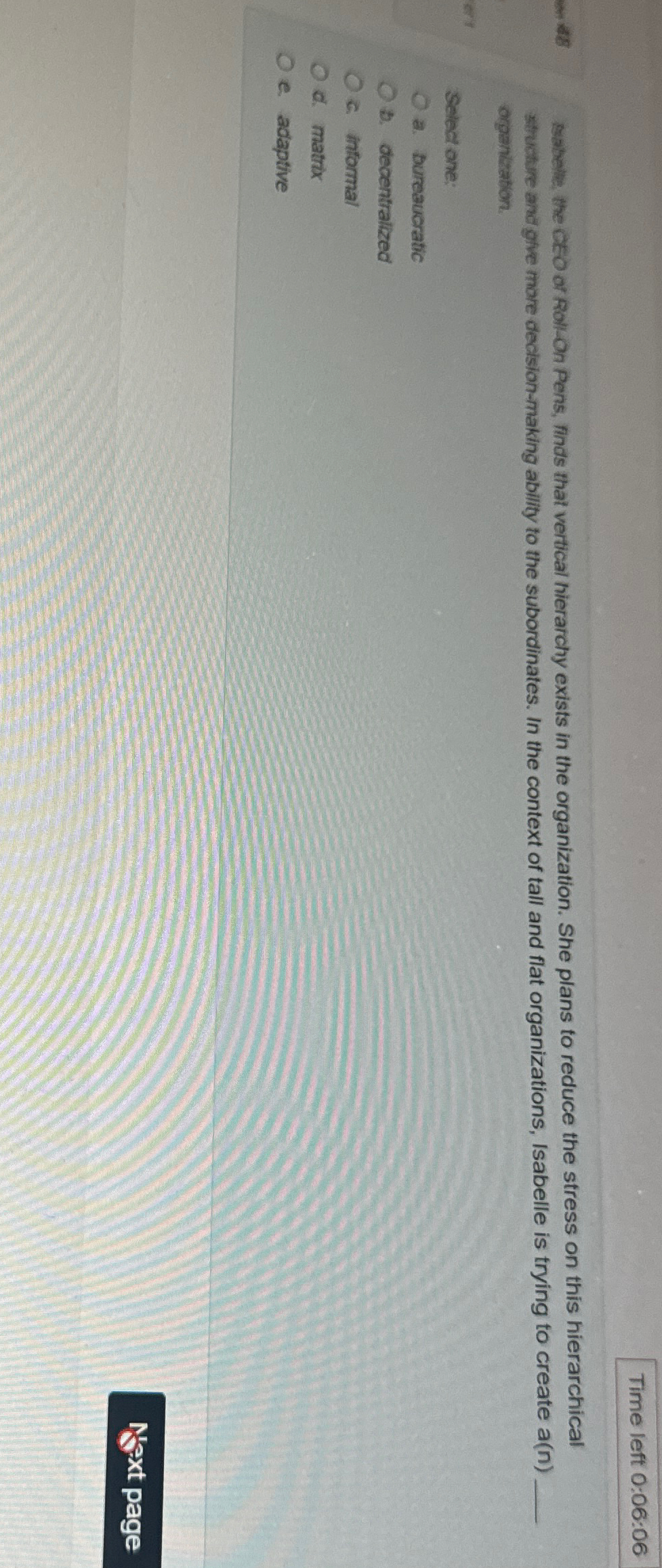  Time left 0:06:06 Wabelinet the CEO of Roll-On Pens, finds that