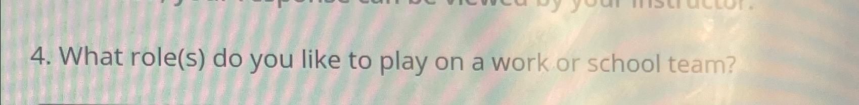  What role(s) do you like to play on a work or