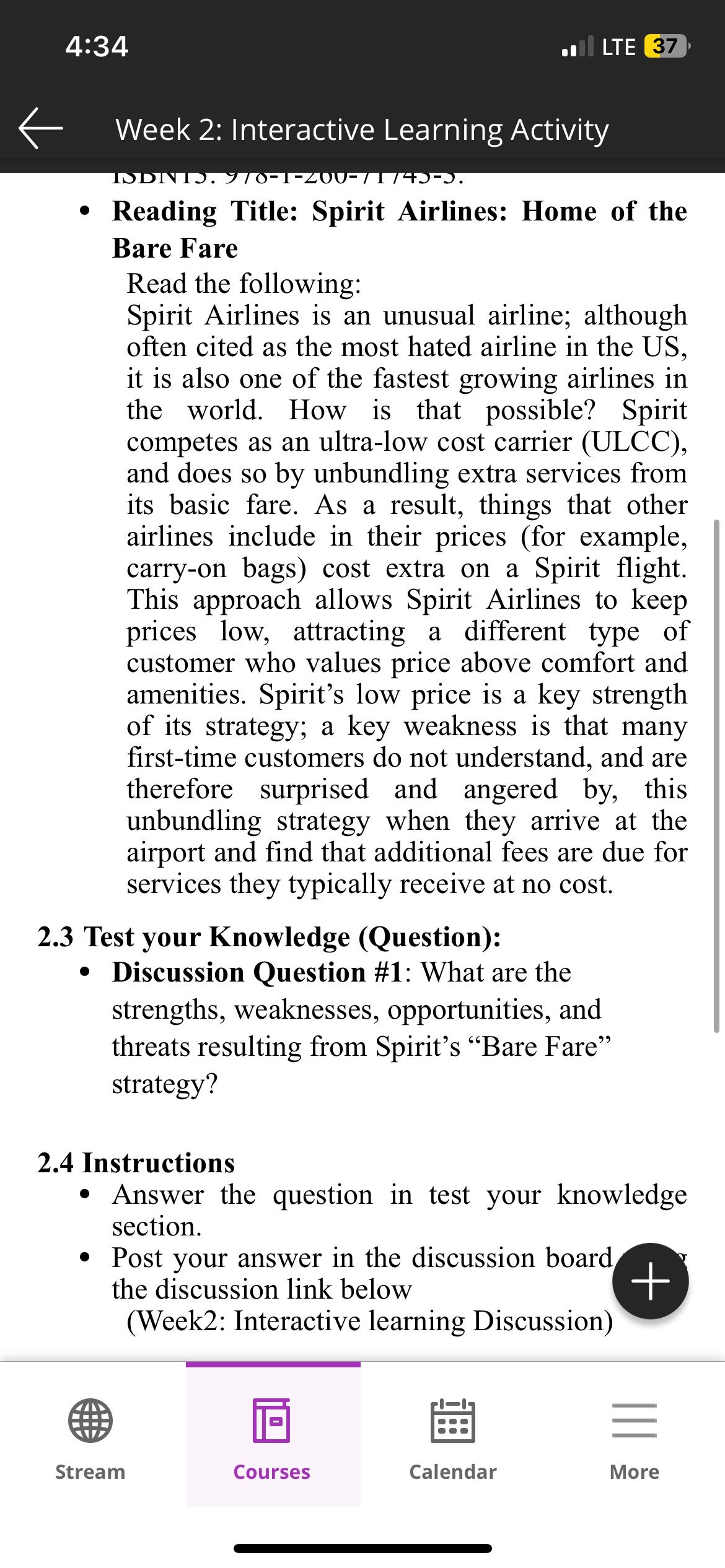  4:34 LTE 37 larr, Week 2: Interactive Learning Activity Reading Title: