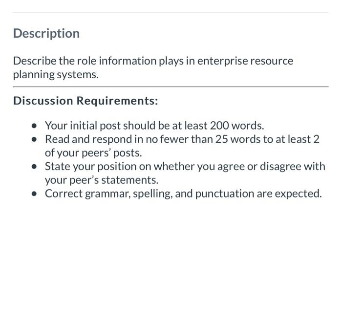 pls add the references!!! Discussion Requirements: - Your initial post should be