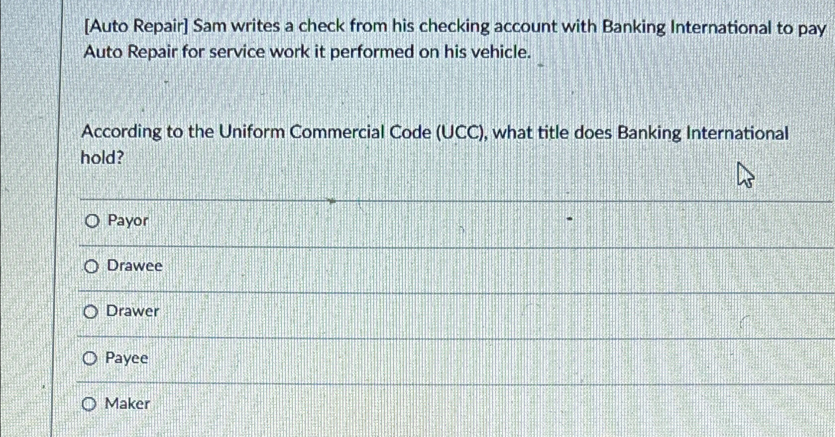  [Auto Repair] Sam writes a check from his checking account with