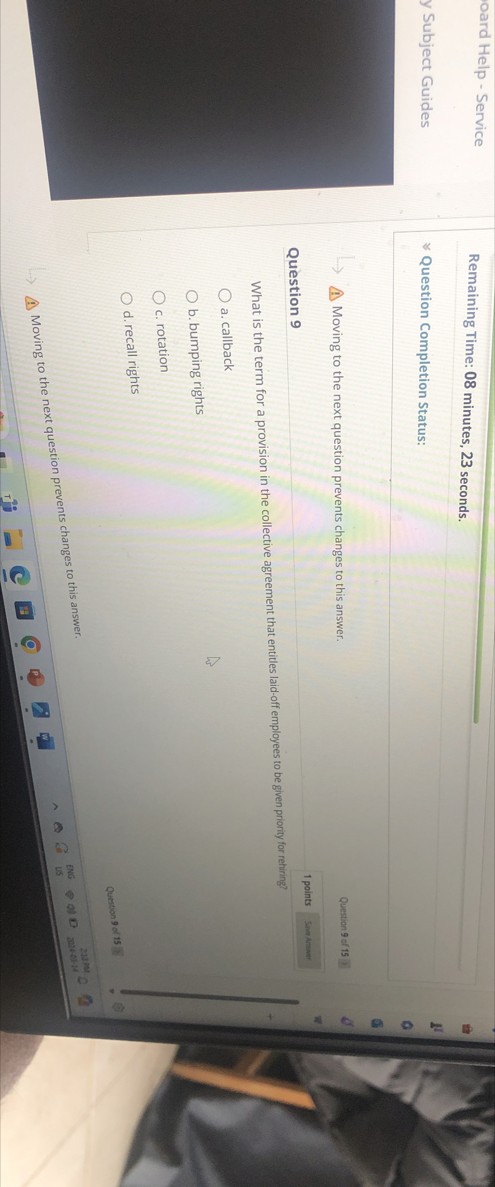  oard Help - Service y Subject Guides Remaining Time: 08 minutes,