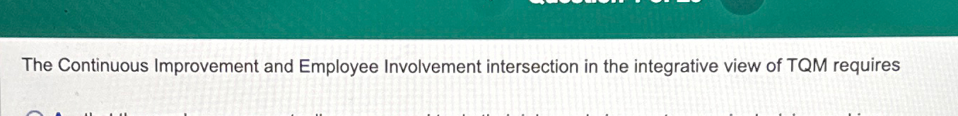  The Continuous Improvement and Employee Involvement intersection in the integrative view