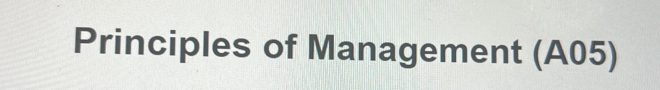  Principles of Management (A05) 