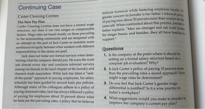 answer question 1 , 2 and 4 Continuing Case Carter Cleaning Centres